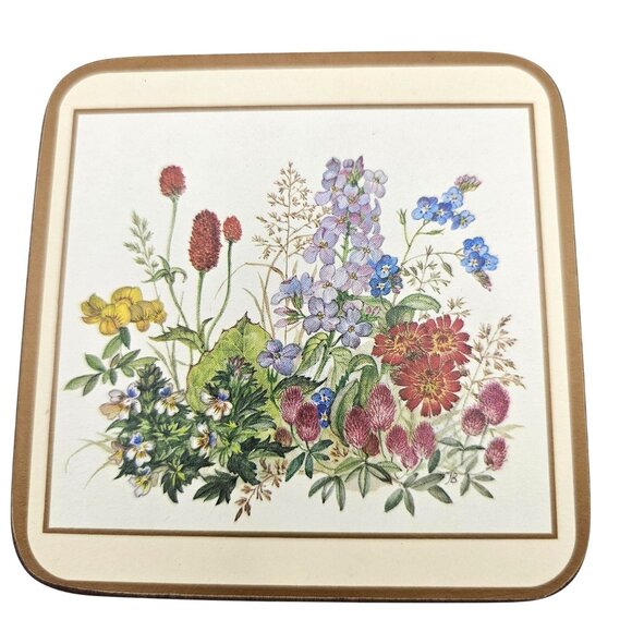 Pimpernel Meadow Flowers Cork Backed Coasters Set Of 6 England - Picture 5 of 12